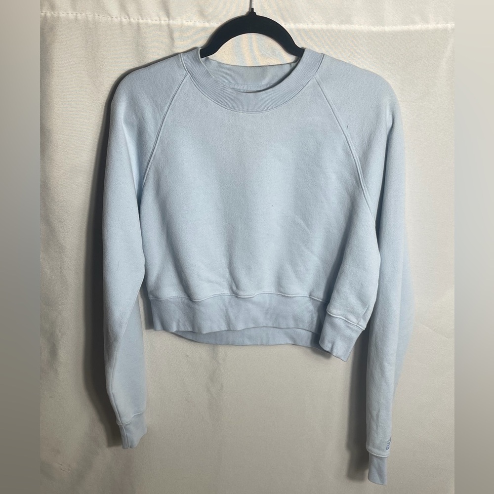 Tna Cozy Fleece Cropped Sweatshirt Light Blue Women's Size L Pullover